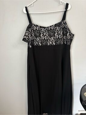 Black Midi Dress with Ivory Lace Bodice